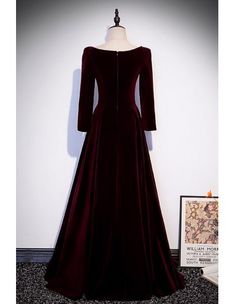 10% off now! Shop elegant square neck velvet dress with long sleeves for formal events online. Sheprom offers formal, party, casual & more style dresses to fit your special occasions. Prom Dress Burgundy, Velvet Evening Gown, Dress With Square Neckline, Dress Satin Bridesmaid, Satin Flower Girl Dress, Velvet Prom Dress, Long Sleeve Evening Gowns, Long Formal Dress, Shiny Dresses