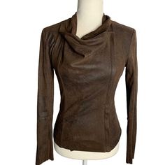 BNCI Faux Leather Cowl Neck Shirt XS Brown Long Sleeves Asymmetrical ZipperExcellent conditionChest: 16" laying flatSleeves: 23.5"Length: 20" shoulder to hem90% Polyester, 10% SpandexMade in China Cowl Neck Shirt, Neck Shirt, Cowl Neck, Faux Leather, Long Sleeves, China, Zipper, Long Sleeve, Leather