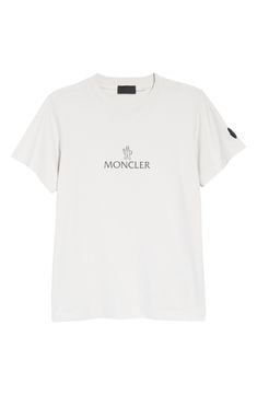 Moncler's minimalist logo marks the front of a cotton graphic tee that's simple and sporty. 24" length (size Medium) Crewneck Short sleeves 100% cotton Machine wash, line dry Made in Turkey Women's Designer Clothing Classic T-shirt With Logo For Summer, Classic Relaxed Fit T-shirt With Logo Print, Summer Graphic Tee With Logo Detail, Modern Logo Tops For Summer, Modern Summer Tops With Logo, Classic Tops With Embroidered Logo For Summer, Classic Summer Tops With Embroidered Logo, Cotton T-shirt With Logo Print, Modern Crew Neck Top With Logo