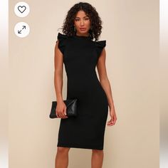 Size X-Large New With Tags Lulus Black Women Office Outfits, Black Dress Spring Outfit, Women Business Dress, Black Cocktail Dress Classy, Professional Dress For Women, Funeral Outfit, Church Fits, Ruffle Bodycon, Attire Women