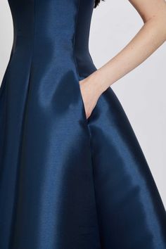 Mikado multiple seamed square-neck, A-line gown. Shown in French Blue. Mikado Silk, Mikado Wedding Dress, Amsale Dress, Silk Party Dress, Dress Pesta, A Line Gown, French Blue, Couture Gowns, Bridesmaid Gown