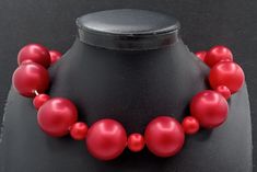 Vintage Deep Red Chunky Beaded Choker Necklace 1960's. Measures 18 1/2 inches long. In very good vintage condition. A nice addition to any collection. PS3 Red Costume Jewelry Necklaces For Party, Costume Jewelry Necklaces With Polished Beads For Party, Polished Beads Costume Necklace For Parties, Polished Beads Necklace For Parties Costume Jewelry, Red Beaded Necklaces For Parties, Vintage Red Beaded Necklace For Festive Occasions, Retro Red Necklace For Party, Red Round Bead Necklaces For Party, Red Round Beads For Formal Occasions