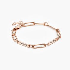 Ivy Name Paperclip Chain Bracelet - Rose Gold Vermeil - Oak & Luna Ivy Name, Anniversary Jewelry, Mom Jewelry, Initial Ring, Initial Bracelet, Initial Jewelry, Name Bracelet, Rose Gold Jewelry, Rose Gold Necklace