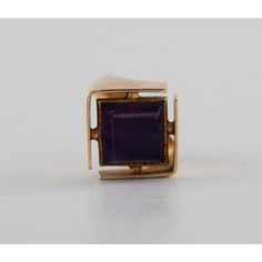 Allan Børge Larsen. Danish goldsmith (active 1967-2006). Modernist vintage ring in 14 carat gold adorned with purple amethyst. Diameter: 17 mm. US size: 6.5. In excellent condition. Stamped. Weight: 9 grams. This piece is attributed to the mentioned designer/maker. It has no attribution mark and no   official proof of authenticity,   however it is well documented in design history. I take full responsibility for any authenticity         issues arising from misattribution Modernist 14k Gold Ring For Formal Occasions, Formal Modernist 14k Gold Ring, Formal Amethyst Ring In 14k Gold, Formal 14k Gold Amethyst Gemstone Ring, Purple Ruby Ring For Formal Occasions, Formal Purple Amethyst Ring In 14k Gold, Formal 14k Gold Purple Amethyst Ring, Art Deco Amethyst Ring In Yellow Gold, Classic Yellow Gold Rectangular Amethyst Ring