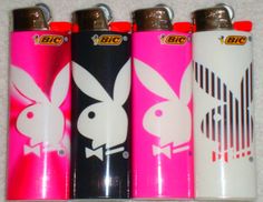 four different types of lighters are lined up