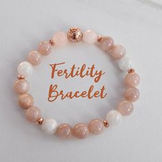 Fertility affirmations healing gemstone bracelet to help women on their conceiving and motherhood journeys. Bracelet features Moonstones, Peach Moonstones, Pink Quartz, and Rose Gold Accents. Moonstone carries the essence of the divine feminine as it is formed under the light of the moon. Known as "the women's stone" for its association with the mother moon, its healing properties are known to help women with fertility, during pregnancy, and childbirth. Moonstone helps women regulate their cycle Fertility Affirmations, Mother Moon, Fertility Bracelet, Affirmation Bracelets, Healing Gemstone Bracelets, The Divine Feminine, Conceiving, Rose Gold Accents, Motherhood Journey