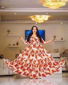 Charming Flowery Habesha Chiffon Holiday Wedding Dress, Ethiopian Dress, Dresses Xxl, Dress Crafts, Holiday Wedding, Wedding Dresses Simple, Gorgeous Design, Turks And Caicos Islands, Xl Dress