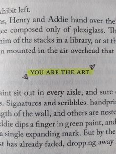 an open book with the words you are the art