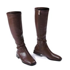 PRICES MAY VARY. 🛒👢 Zipper On The Side: Side Zipper Closure Makes Them Easy To Get On And Off. This means whether you are walking, jumping or simply sitting in the saddle, the boots will sit properly on your foot while still providing all the support you . 🛒 👢 Stylish and Comfortable: The fall witer boots are perfectly comfortable and casual, suitable for everyday use such as going to school, shopping at the mall, walking down the beach, quick trip to the grocery stores, hanging out with fri Brown Knee High Boots Low Heel, Events Theme, High Boots For Women, Knee High Boots Flat, Brown Knee High Boots, Square Toe Shoes, Comfy Flats, Flat Heel Boots, Casual Fridays