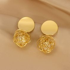 Korean Fashion Statement Metal Geometric Earrings – Glam Duchess Trendy Geometric Earrings For Party, Geometric Gold Earrings For Party, Gold Geometric Earrings For Party, Elegant Geometric Metal Hoop Earrings, Chic Geometric Earrings For Party, Trendy Gold Geometric Earrings, Round Dangle Earrings, Earring Trends, Trendy Earrings