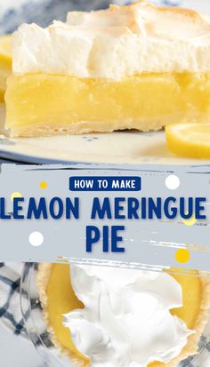 how to make lemon meringue pie on a plate with the title overlay