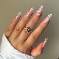 minimalistic nail ideas Best acrylic nails, Nails, Long acrylic nail Nails Bday, Nail Two Colors, Swirl Nail Designs, Swirl Nail, Swirl Nail Art, Swirl Nails, Uk Nails, Nail Tip Designs, Short Square Nails