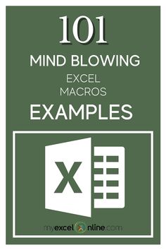 the 1011 mind blowing excel macros examples book is shown in green and white