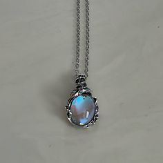 Beautiful New Oval Iridescent Stone In A Silver Ornate Setting On A 22” Adjustable Chain. Opalite Necklace, Mood Stone, Boy Celebrities, Layered Necklaces Silver, Crystal Necklaces, Pretty Stuff, Stone Pendant Necklace, Moonstone Necklace, Opal Necklace