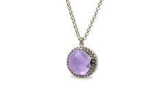 Add that perfect finishing touches to your looks with this Amethyst necklace for women. A gem necklace that features a 16mm-diameter Amethyst, held in crown-inspired setting and gorgeously hanging in a long chain. A great piece to give a flattering charm to your silhouettes. A spectacle of a jewelry piece Finish is customizable, available in 14k yellow, rose and white gold With different necklace length choices Nickel Free and Tarnish Resistant Thoughtfully packaged with a fancy gift kit Product February Birthstone Necklace, Fancy Gifts, Gold Long Necklace, Gem Necklace, Gift Kit, Amethyst Necklace, February Birth Stone, Custom Necklace, Long Chain