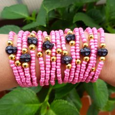 Skull bracelet - layering bracelets - stacking bracelets - friendship bracelet - arm candy - summer jewelry - halloween - bff gift - pink Bracelet set - 15 beaded bracelets in the all set :) The bracelets are 7.5 inches TAKE ADVANTAGE OF COMBINED SHIPPING Only 0.50€ (about 0.60 USD) for adicional item!! Handmade with love :) Trendy Pink Friendship Bracelets For Festival, Beaded Pink Wrap Bracelet Gift, Pink Beaded Wrap Bracelet As Gift, Trendy Pink Beaded Bracelets For Festival, Pink Hand Wrapped Bracelets For Friendship, Festival Pink Beaded Bracelets, Pink Bangle Jewelry For Festival, Pink Trendy Jewelry For Festivals, Trendy Pink Festival Jewelry