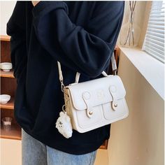 Specification:Material: PU leatherSize: 20*15*7 cm Color: Black,White,Khaki,BrownStraps: 1Usage: Shoulder Bag, Handbag 、[23y 8m 29d] Cartoon Interior, Ootd Vintage, Cute Shoulder Bag, Bag Elegant, Printed Handbags, Y2k Clothes, Hip Hop Streetwear, Streetwear Y2k, Bear Print