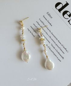 Freshwater Keshi Pearl Earring Pearl Dangle Earring S925 Studs Baroque Pearl Drop Earring Long Pearl Gift for Her - Etsy Freshwater Pearl Earrings Diy, Delicate Baroque Pearl White Earrings, Baroque Pearl Drop Earrings For Jewelry Making, Delicate Baroque Pearl Earrings With Pearl Charm, Baroque Pearl Drop Dangle Earrings, Delicate Baroque Pearl Earrings For Pierced Ears, Minimalist Baroque Pearl Earrings With Pearl Chain, Minimalist Baroque Pearl Earrings In Pearl White, Delicate Baroque Pearl Drop Earrings