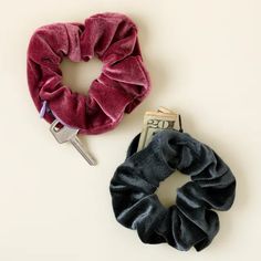 two scrunffle hair ties sitting next to each other