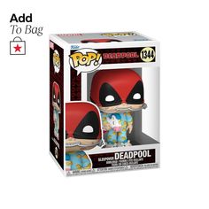 the deadpool pop vinyl figure is in a box with it's face open