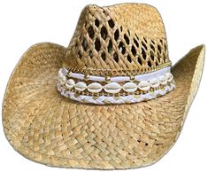 Gold Festival Hat Bands For Summer, Adjustable White Straw Hat For Rodeo, White Bohemian Hat With Adjustable Fit, White Adjustable Sun Hat For Festivals, Bohemian Cream Hat Band For Beach, Adjustable White Sun Hat For Festivals, White Summer Festival Hat Band, Gold Straw Hat For Beach With Short Brim, White Summer Festival Hat Bands