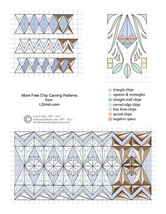 four different patterns for quilts and other crafts, including one with an origami design