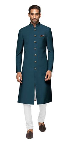 CUSTOM FIT Mens Classic Traditional - Long NAWABI Indowestern Paired With Ivory Dress Pants CUSTOM FIT OPTION AVAILABLE ANY COLOR CAN BE MADE , KINDLY MESSAGE US IF YOU NEED A COLOR NOT SPECIFIED  Sizes 30,32,34,36,38,40,42,44,46,48,50,52,54,56 Colors Color Can Be Customized in any color depending upon the need of the client. In Case a Customer Wants to customize a cut We are open to do that as well Feel Free To drop the personlization requests below Fitted Long Sleeve Sherwani For Semi-formal Occasions, Fitted Semi-formal Sherwani, Semi-formal Fitted Long Sleeve Sherwani, Fitted Kurta For Festive Workwear, Festive Fitted Kurta For Workwear, Classic Fitted Kurta For Semi-formal Occasions, Fitted White Sherwani For Spring, White Fitted Sherwani For Spring, Fitted Sherwani With Stand Collar