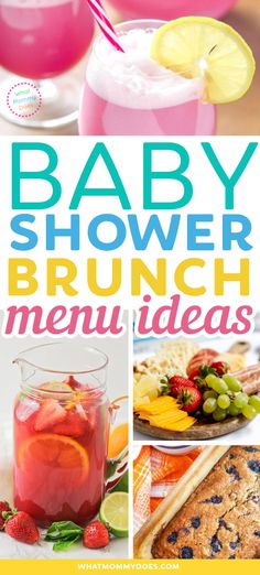 baby shower brunch menu with drinks and desserts