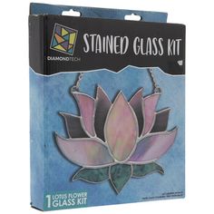 the stained glass kit includes a pink flower