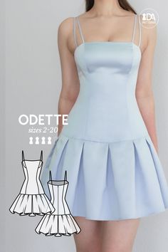 Simply one of the dreamiest designs, this Odette mini dress features a stunning array of design lines accentuating your gorgeous figure, as well as princess-like pleats on the flared skirt. ODETTE Dress PDF Digital Sewing Pattern for Women Sizes 2-20 After your purchase you will receive: an instructional ebook, the nested pattern in 10 sizes and 2 formats, A4/Letter and A0 copyshop, and the video tutorial. Design: Fitted silhouette w/straight neckline Princess seams at Front and Back Mini length Cute Skirt Patterns, Skirt Into Dress Diy, Diy Mini Skirt Pattern, Sewing Projects Skirt, Dress Sewing Patterns Free Easy, Princess Line Dress Pattern, Mini Skirt Pattern Sewing, Sewing A Skirt, Free Dress Patterns For Women