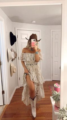 Follow my link to purchase this fit! #fashion #western #outfit #aesthetic #amazon #amazonfinds #outfitideas #westernoutfits #ootd #westernwear #punchy #countrygirl #vintage #fashionstyle #valentine #datenight #outfitinspo Winery Concert Outfit, Boho Cowgirl Aesthetic, Country Glam Aesthetic, Cottagecore Outfits Dress, Western Theme Outfit Woman, Cowboy Theme Party Outfit Women, Country Cowgirl Outfits, Cowgirl Dress Outfits, Cowgirl Western Outfits