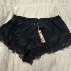 Size Small New W Tags Black Satin Shorts Lingerie / Pajama Black Lounge Bottoms With Lace Trim, Black Satin Shorts, Black Mini Shorts, Lingerie Pajama, Tap Shorts, Satin Shorts, Silk Shorts, Mini Shorts, Pajama Shorts