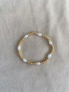 18K gold plated 4mm beads with freshwater pearl Pearl Beaded Bracelet, Pearl Beads, Arm Band, Beaded Bracelet, Favorite Jewelry, Freshwater Pearls, Jewelry Bracelets, 18k Gold, Gold Plate