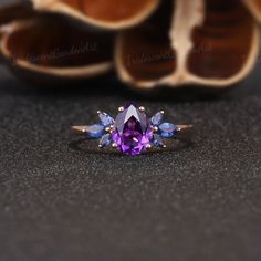 Unique Amethyst Engagement Rings Marquise Sapphire Wings | Etsy Marquise Multi-stone Sapphire Wedding Ring, Marquise Sapphire Multi-stone Wedding Ring, Marquise Multi-stone Sapphire Ring For Wedding, Cluster Diamond Gemstones For Wedding, Amethyst Cluster Gemstone Jewelry, Elegant Multi-stone Amethyst Wedding Ring, Sapphire Gemstones With Prong Setting For Wedding, Purple Cluster Ring For Weddings, Fine Jewelry Style, Fine Jewelry Sapphire Jewelry In Purple