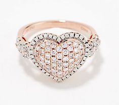 Give her your heart with this stunning ring that says all the words you can't articulate. Every time it's dazzling pink and white diamonds catch the light, she'll think of you. From Affinity® Diamonds. Rose Gold Cubic Zirconia Diamond Ring For Valentine's Day, Valentine's Day Rose Gold Cubic Zirconia Diamond Ring, Valentine's Day Pink Cubic Zirconia Diamond Ring, Pink Diamond Accented Promise Rings, Pink Promise Rings With Diamond Accents, Pink Diamond Accents Promise Rings, Pink Rings With Diamond Accents For Promise Occasion, Pink Rings With Diamond Accents For Promise, Pink Diamond Ring With Diamond Accents For Promise