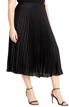 Allover pleats lend graceful movement to this closet-essential skirt cut to a midi length for timeless appeal. Concealed-elastic waist Lined 100% polyester Machine wash, line dry Imported Elegant Pleated Skirt With Elastic Waistband, Chic Pleated Skirt With Elastic Waistband For Parties, Pleated Midi Skirt With Elastic Waistband For Work, Workwear Midi Length Pleated Skirt With Elastic Waistband, Elegant A-line Bottoms With Elastic Waistband, Elegant Knee-length Pleated Skirt With Elastic Waistband, Evening Midi Bottoms With Pleated Hem, Evening Pleated Hem Midi Bottoms, Evening Midi Bottoms With Pleated Waist