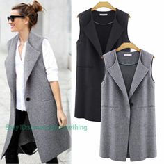 Women Sleeveless Longline Waistcoat Jacket Trench Cardigan Blazer Coats Solid   Color:Black  Grey Size:S-5XL Material:Polyester         Payment 1. Payment must be made within 7 days of auction closing (Unpaid dispute will automatically open when item is not paid in 7 days). 2. PLEASE NOTE: SHIPPING&HANDING DOES NOT INCLUDE DUTIES, LOCATL TAXES OR ANY OTHER IMPORTATION FEES. 3. Please list your special requests (color, packages, value of declaration, etc.) in the EBAY NOTES SECTION when you make Elegant Single Breasted Vest For Fall, Classic Vest With Lapel Collar For Fall, Sleeveless Winter Blazer With Pockets, Single Breasted Long Sleeve Vest For Winter, Single-breasted Long Sleeve Vest For Winter, Fall Sleeveless Single-breasted Blazer, Fall Sleeveless Single Breasted Blazer, Fall Single Breasted Sleeveless Blazer, Fall Lapel Collar Vest For Workwear