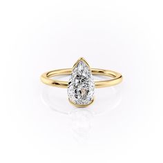 The Eliza YG PS Half Bezel, Pear Cut Engagement Rings, Lab Diamond Engagement Ring, Yellow Gold Setting, Bygone Era, 3 Carat, 2 Carat, Engagement Ring Settings, Solitaire Engagement