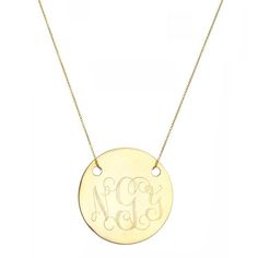 Engraved 5/8" Monogram necklace - personalize gold monogram necklace 18k yellow gold plated 925 silv Classic Customizable Initial Pendant Necklace, Classic Initial Necklace As Personalized Gift, Anniversary Yellow Gold Monogram Initial Necklace, Engraved Yellow Gold Initial Medallion Necklace, Classic Monogram Initial Necklace In Yellow Gold, Classic Gold Monogram Charm Necklace, Yellow Gold Monogram Charm Necklace For Anniversary, Personalized Monogram 14k Gold Name Necklace, Personalized Yellow Gold Medallion Pendant Necklace