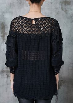 Women Black Hollow Out Patchwork Lace Knit Shirts SpringFabric: Knit BlendedSize & Fit: Fit: This garment fits true to size.Length: Size M measures 24.57"from shoulder to hemBust: Great for any cup size. Waist: Loose Fit. Comfortable room throughout midsection.Hip: Loose Fit - room for hips. Hand Wash Cold. Knit Shirts, Cotton Long Dress, Spring Fabric, Comfortable Room, Spring Women, Long Summer Dresses, Spring Shirts, Knit Shirt, Pocket Dress