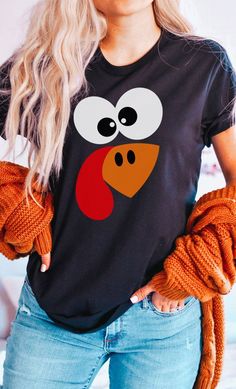 Turkey Face Thanksgiving Graphic Tee    Shirts & Tops Kissed Apparel- Tilden Co. Turkey Face, Turkey Shirts, Fall Baking, Thanksgiving Shirts, Heather Black, Sewing Ideas, Cricut Projects, Art Ideas, Graphic Tee