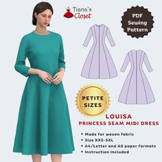 the princess seam midi dress is available in sizes ranging from 3xl to 4xl