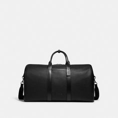 Classic Formal Bags With Leather Trim, Elegant Textured Leather Travel Bag, Elegant Textured Leather Duffle Bag For Business Trips, Designer Formal Travel Bag With Leather Trim, Coach Business Bag With Zipper Closure, Classic Coach Bag With Zipper Closure, Leather Bags With Leather Trim For Business Trips, Black Leather Luggage With Leather Trim, Functional Formal Bags With Leather Trim