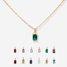 Each month boasts its signature gemstone, carrying its own symbolism and energies. We love to wear our birthstones stacked, and gift these meaningful pieces to friends and family. Authentic natural gemstones Materials: 14k solid gold on both charm and chain. Pendant size: 6mm x 4mm with 18" chain. Hypoallergenic, nickel, and lead-free; Tarnish resistant. Ideas to choose your Birthstone Necklace: Your birth month A month that has special meaning to you (e.g. your significant other's birth month o Gold Birthstone Necklace, Birthstone Charm Necklace, Ear Cuff Earings, Birthstone Pendant, November Birthstone, Birthstone Earring, Charm Rings, July Birthstone, September Birthstone