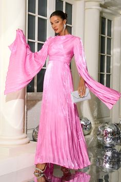 Radiate elegance in Veda Pleated Long Sleeve Maxi Dress, exuding sophistication and timeless allure. Crafted with delicate precision to elevate your style, ideal for upscale gatherings and special occasions. Size(cm)/(inch) S M L Bust 84 88 92 32.76 34.32 35.88 Waist 64 68 72 24.96 26.52 28.08 Hips 90 94 98 35.1 36.66 38.22 Material: Polyester *The above data is for flat dimensions, and the high elastic fabric can be stretched. *The above data is for reference only, please choose based on your u Elegant A-line Gala Gown, Formal Evening A-line Gown, Feminine Party Dress With Pleated Bodice, Feminine Pleated Bodice Evening Dress For Party, Glamorous Evening A-line Gown, Festive Evening A-line Midi Dress, Feminine A-line Dress For Formal Occasions, Feminine Festive Silk Dresses, Elegant Evening Gown With Pleated Bodice