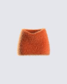 Cozy and cute 💫 Elevate your closet with this fuzzy orange skirt. Another simple statement piece to help you stand out, even though your beauty alone does that 🥰 Orange Fuzzy Skirt Outfit, Orange Mini Skirt Outfit, Fur Skirt Outfit, Fuzzy Clothes, Fluffy Mini Skirt, Orange Skirt Outfit, Fuzzy Dress, Winx Outfits, Orange Mini Skirt