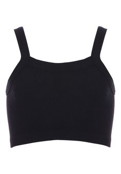 Older Girls Black Crop Seamless Vest Cycle Shorts, Vest Tops, Rib Fabric, Round Neck Top, Girls Black, Round Neck Tops, Plain Black, Vest Top, Black Crop