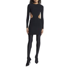 Balenciaga dress with cutout detail Round neckline Long sleeves Body-conscious silhouette Mini length Slipover style Nylon/polyamide/elastane Made in Portugal Balenciaga Dress, Body Conscious, Bergdorf Goodman, Round Neckline, Balenciaga, Tops Designs, Portugal, Long Sleeves, Mini Dress