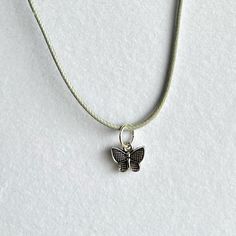 Handmade Necklace , Silver Butterfly Charm , Adjustable Adjustable Butterfly Charm Jewelry For Everyday, Adjustable Everyday Jewelry With Butterfly Charm, Casual Silver Jewelry As Gift, Casual Silver Jewelry For Gifts, Adjustable Silver Necklace With Charms, Silver Necklaces With Adjustable Cord For Everyday, Silver Necklace With Adjustable Cord For Everyday, Adjustable Gray Metal Necklace, Adjustable Silver Sterling Silver Charm Necklaces