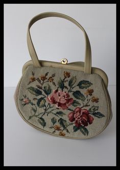 "Hand embroidered beige leather and canvas bag long-31 cm =12,4'' high -25cm =10'' depth-4,5 cm,= 2' handel- 45 cm, =18\" White leather shows marks of use There is some small signs of wear,but bag is in a good vintage condition.Excellent interior condition Bag in a  vintage condition. Feel free to message me with any questions!" Retro Embroidered Evening Bags, Vintage Embroidered Evening Bags, Vintage Floral Embroidery Formal Bags, Vintage Formal Bag With Floral Embroidery, Vintage Floral Embroidery Bags For Formal Occasions, Vintage Floral Embroidered Bag For Formal Occasions, Vintage Cream Bags With Detachable Handle, Vintage Beige Satchel, Evening Embroidered Cream Shoulder Bag